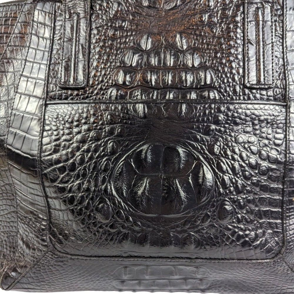 Brahmin Black Crocodile Leather Shopper Shoulder Bag Tote Large - Picture 3 of 9